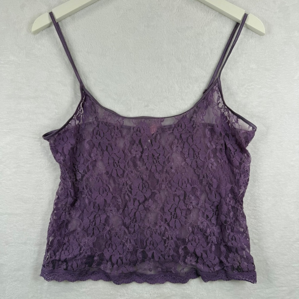 Victoria's Secret‎ Purple Floral Lace Camisole Spaghetti Strap Vintage USA Large